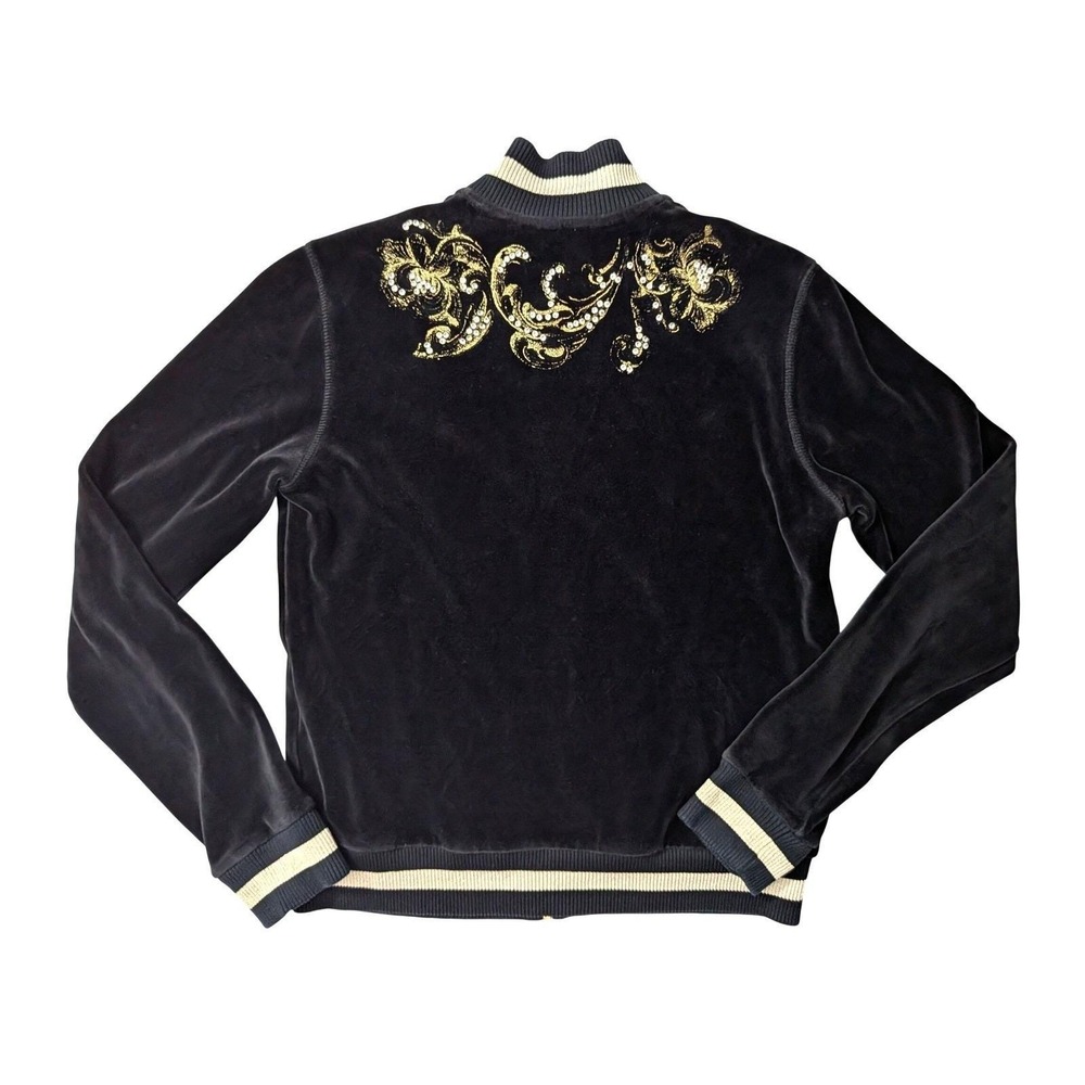 Vintage Escada Velvet Bomber Jacket Gold Baroque Rhinestone Zip EU 36 Y2K‎ - Picture 2 of 16